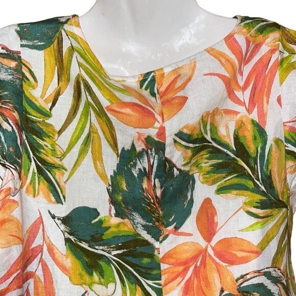 Nicole Miller Dress XS 100% linen Floral Tropical Vacation Flutter Sleeve ‎ NWT - Picture 5 of 7